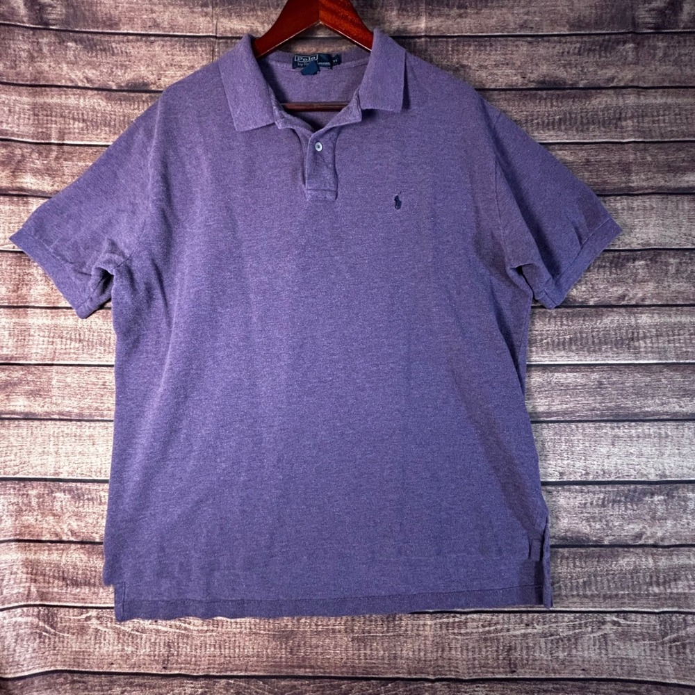 Polo Ralph Lauren Mens XL Purple Heather Cotton Short Sleeve Polo Navy Pony
